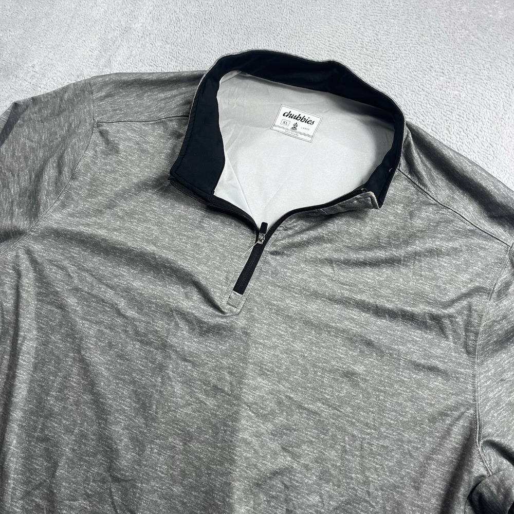 Chubbies Shirt Mens XL Gray Movementum 1/4 Zip Pullover Lightweight Stretch